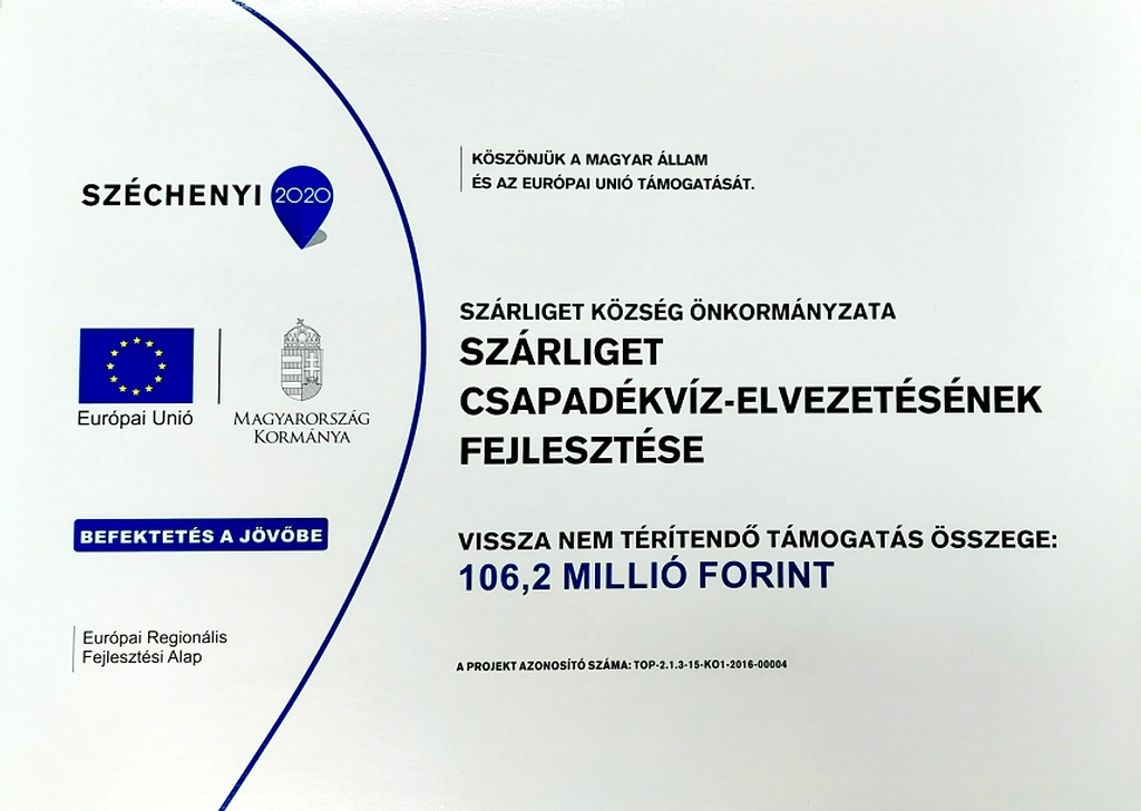 A csapadékvíz-elvezetési projekt tájékoztató táblája